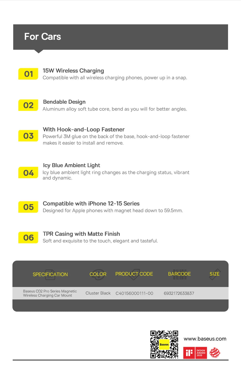 Suporte Magnético com Carregador Wireless 15W