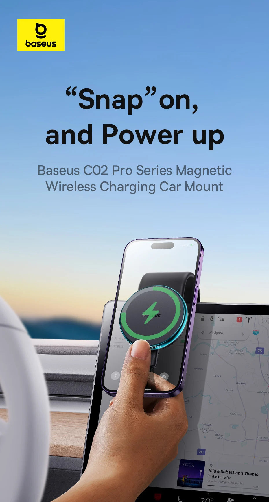 Suporte Magnético com Carregador Wireless 15W