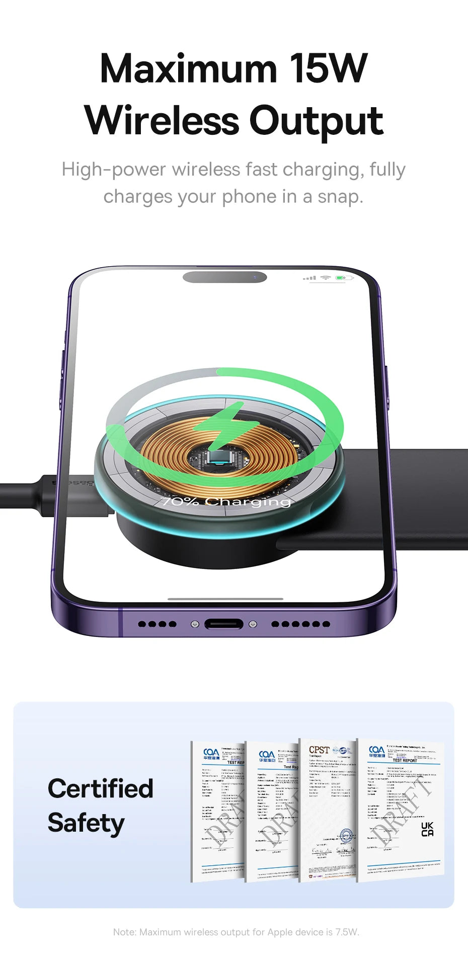 Suporte Magnético com Carregador Wireless 15W