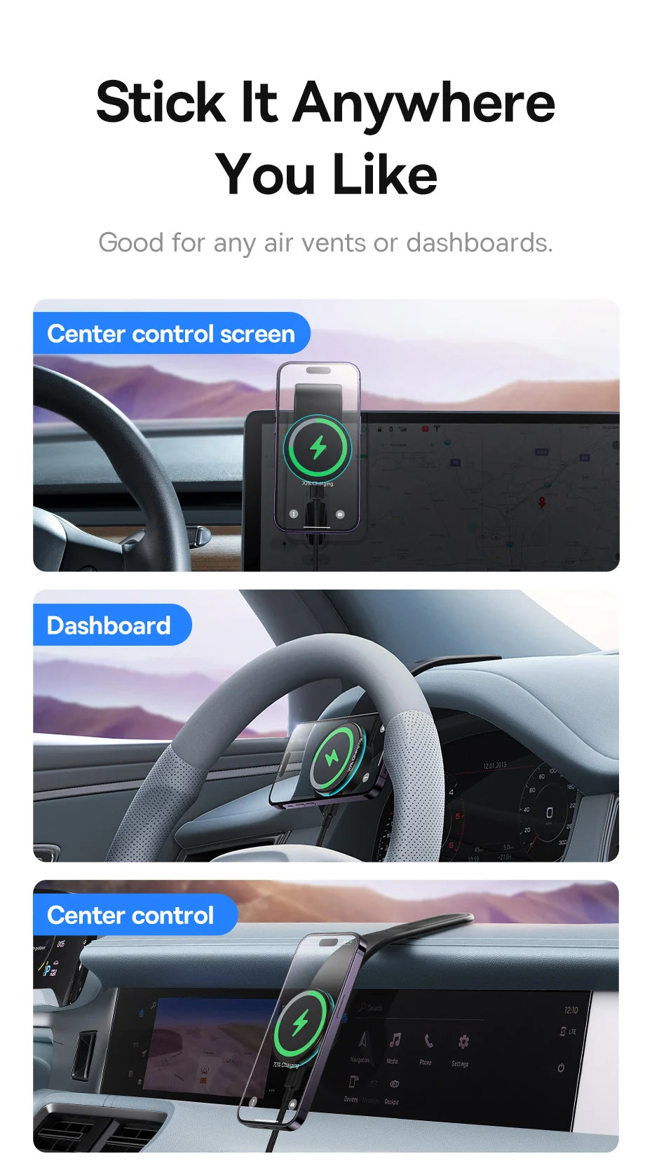 Suporte Magnético com Carregador Wireless 15W