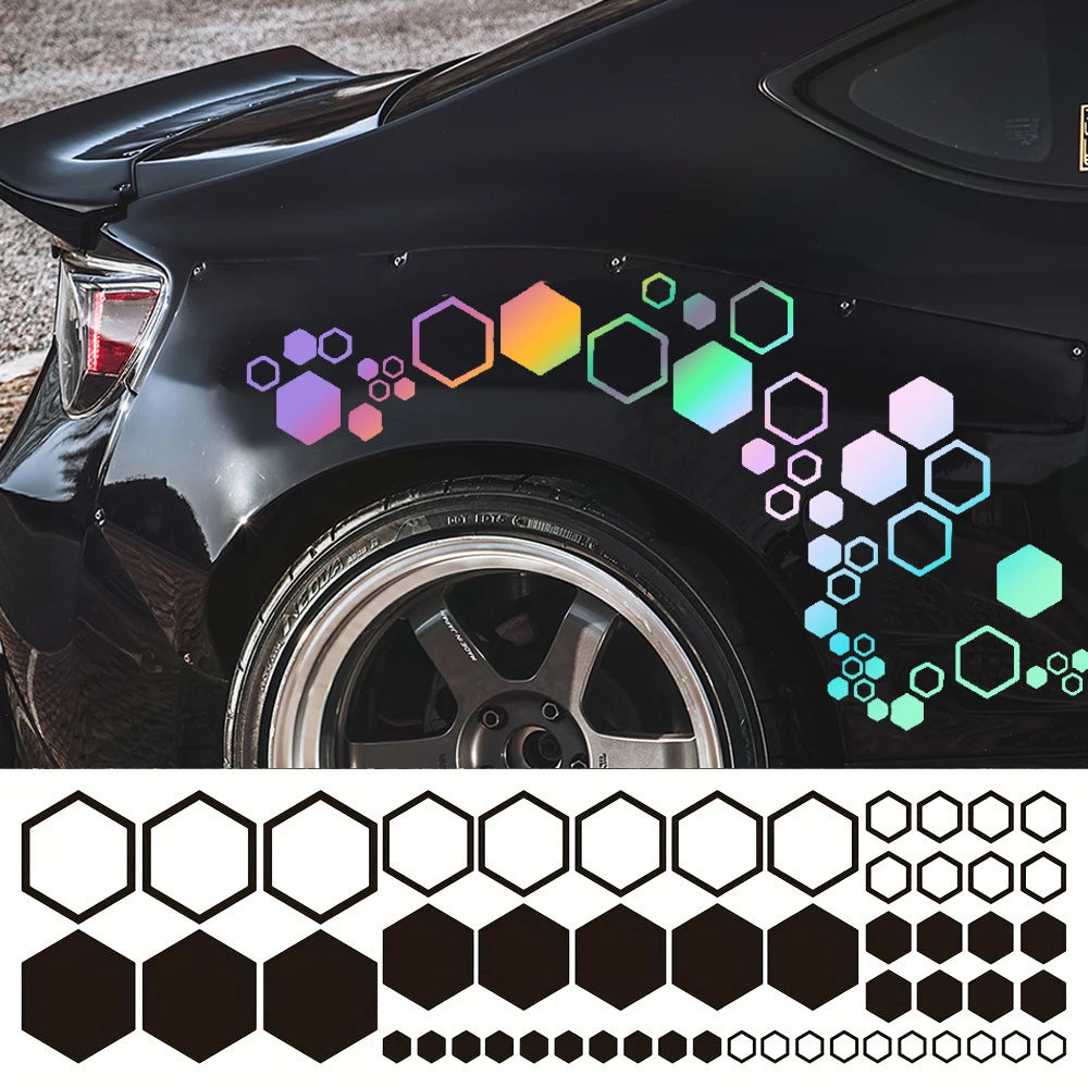 Kit 52 Adesivos Hexagonais para Carro