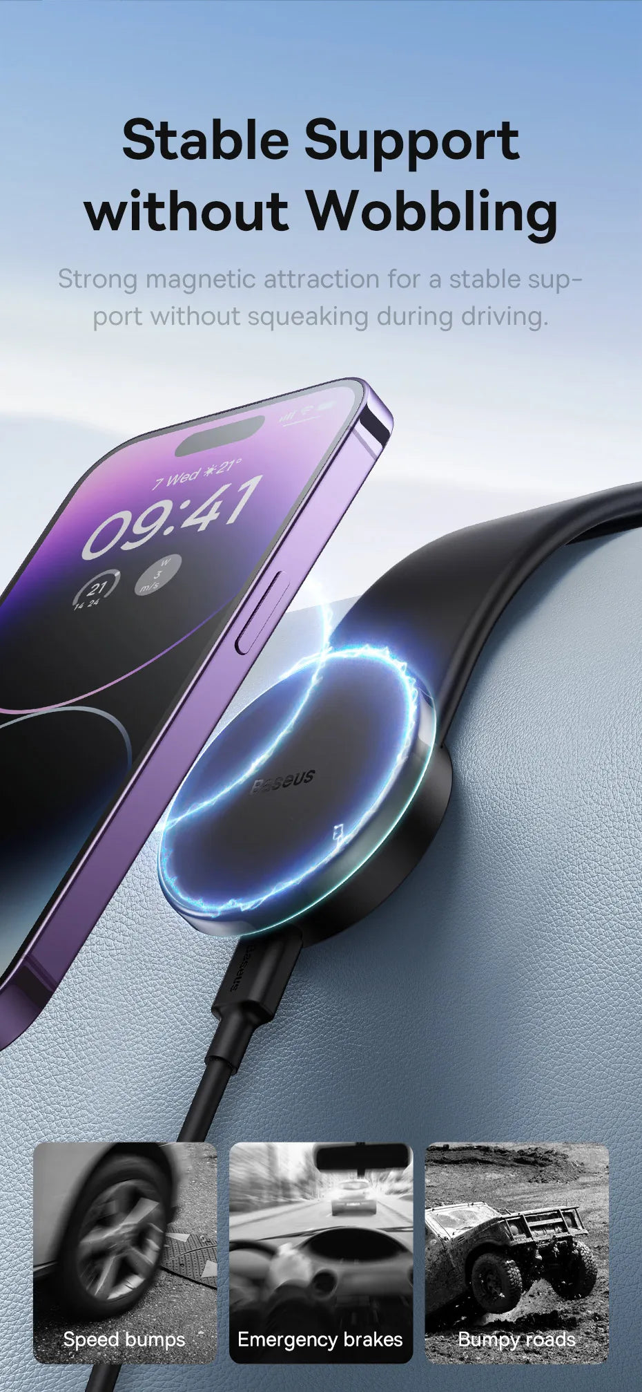 Suporte Magnético com Carregador Wireless 15W