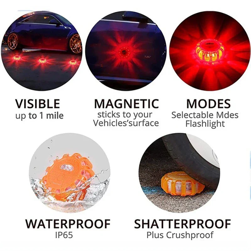 Luz de Advertência LED Recarregável 9 Modos